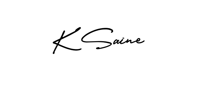 The best way (AmerikaSignatureDemo-Regular) to make a short signature is to pick only two or three words in your name. The name K Saine include a total of six letters. For converting this name. K Saine signature style 3 images and pictures png