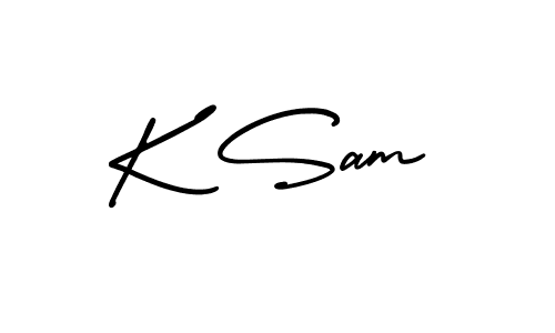 Create a beautiful signature design for name K Sam. With this signature (AmerikaSignatureDemo-Regular) fonts, you can make a handwritten signature for free. K Sam signature style 3 images and pictures png