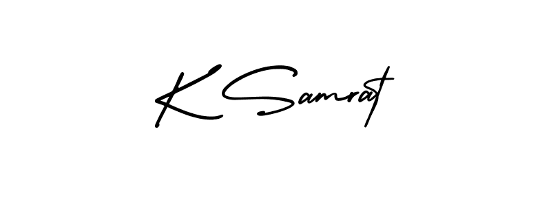 How to make K Samrat name signature. Use AmerikaSignatureDemo-Regular style for creating short signs online. This is the latest handwritten sign. K Samrat signature style 3 images and pictures png