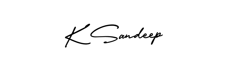 You should practise on your own different ways (AmerikaSignatureDemo-Regular) to write your name (K Sandeep) in signature. don't let someone else do it for you. K Sandeep signature style 3 images and pictures png