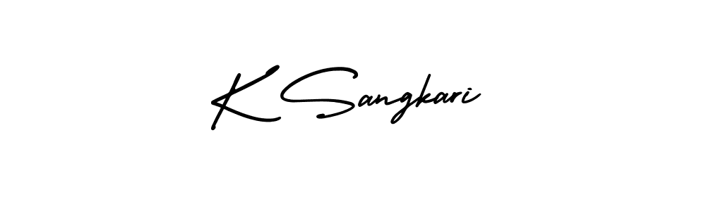 Create a beautiful signature design for name K Sangkari. With this signature (AmerikaSignatureDemo-Regular) fonts, you can make a handwritten signature for free. K Sangkari signature style 3 images and pictures png