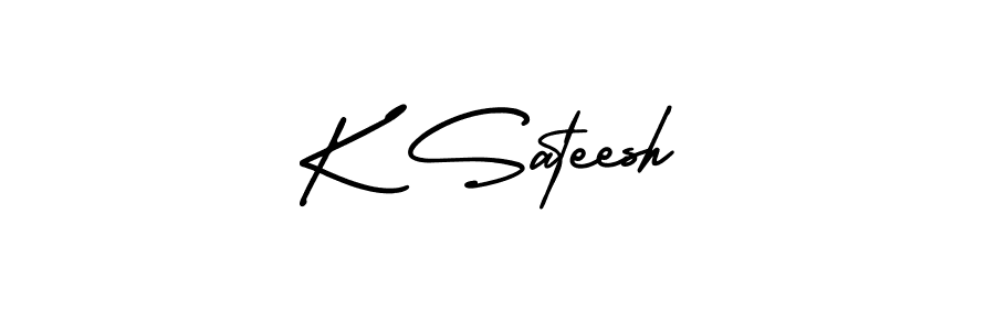 You should practise on your own different ways (AmerikaSignatureDemo-Regular) to write your name (K Sateesh) in signature. don't let someone else do it for you. K Sateesh signature style 3 images and pictures png