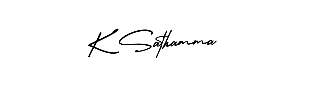 The best way (AmerikaSignatureDemo-Regular) to make a short signature is to pick only two or three words in your name. The name K Sathamma include a total of six letters. For converting this name. K Sathamma signature style 3 images and pictures png