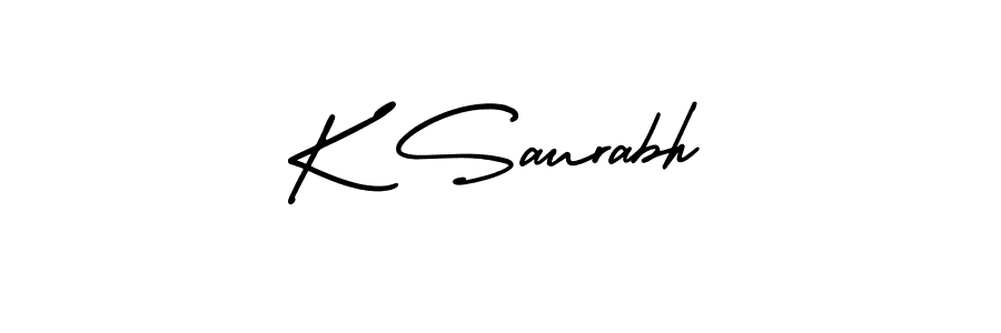 Use a signature maker to create a handwritten signature online. With this signature software, you can design (AmerikaSignatureDemo-Regular) your own signature for name K Saurabh. K Saurabh signature style 3 images and pictures png