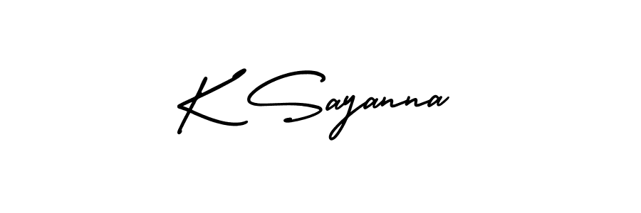 You should practise on your own different ways (AmerikaSignatureDemo-Regular) to write your name (K Sayanna) in signature. don't let someone else do it for you. K Sayanna signature style 3 images and pictures png