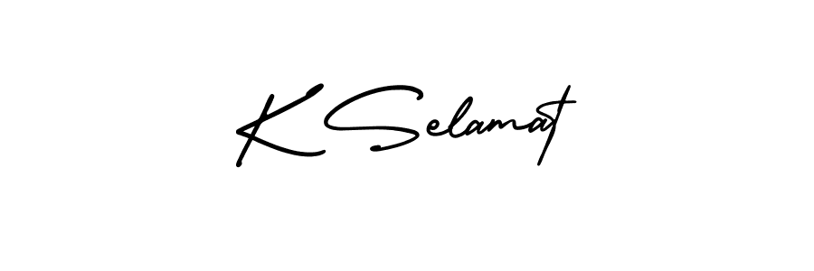 if you are searching for the best signature style for your name K Selamat. so please give up your signature search. here we have designed multiple signature styles  using AmerikaSignatureDemo-Regular. K Selamat signature style 3 images and pictures png