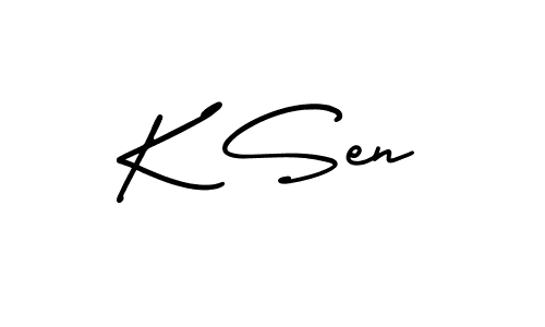 Make a beautiful signature design for name K Sen. With this signature (AmerikaSignatureDemo-Regular) style, you can create a handwritten signature for free. K Sen signature style 3 images and pictures png