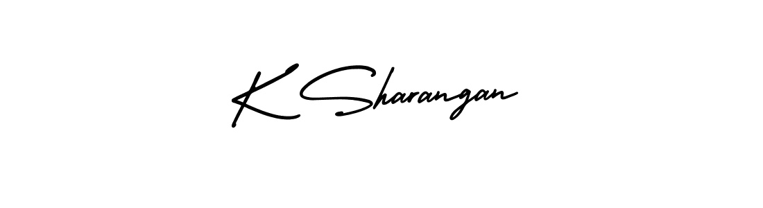 You should practise on your own different ways (AmerikaSignatureDemo-Regular) to write your name (K Sharangan) in signature. don't let someone else do it for you. K Sharangan signature style 3 images and pictures png