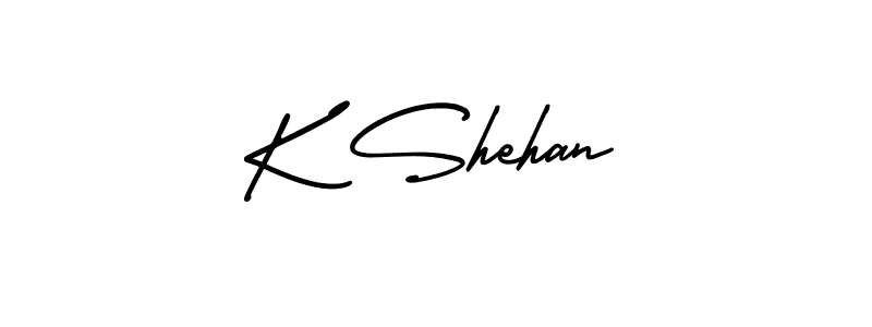 Use a signature maker to create a handwritten signature online. With this signature software, you can design (AmerikaSignatureDemo-Regular) your own signature for name K Shehan. K Shehan signature style 3 images and pictures png