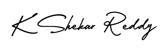 The AmerikaSignatureDemo-Regular typeface gives name K Shekar Reddy a refined look. Suitable for certificates, diplomas, and official verification. K Shekar Reddy signature style 3 images and pictures png