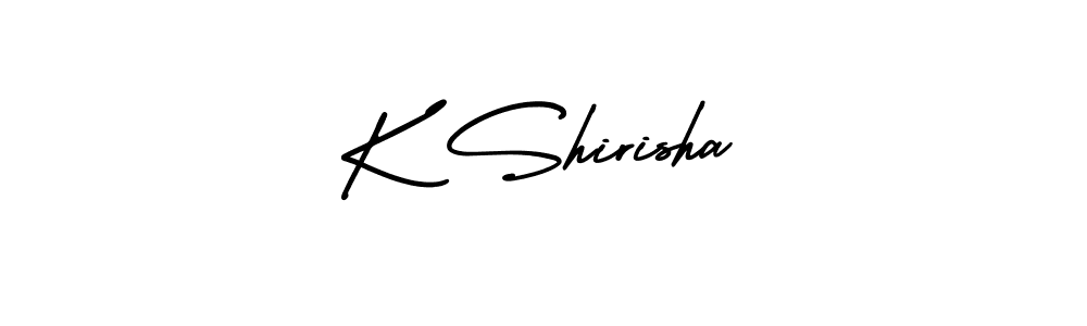 You should practise on your own different ways (AmerikaSignatureDemo-Regular) to write your name (K Shirisha) in signature. don't let someone else do it for you. K Shirisha signature style 3 images and pictures png