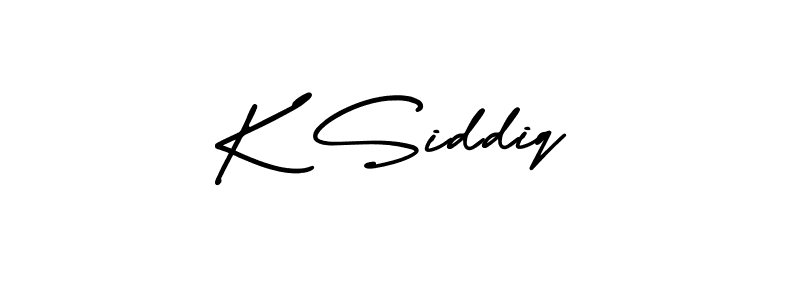 How to make K Siddiq name signature. Use AmerikaSignatureDemo-Regular style for creating short signs online. This is the latest handwritten sign. K Siddiq signature style 3 images and pictures png