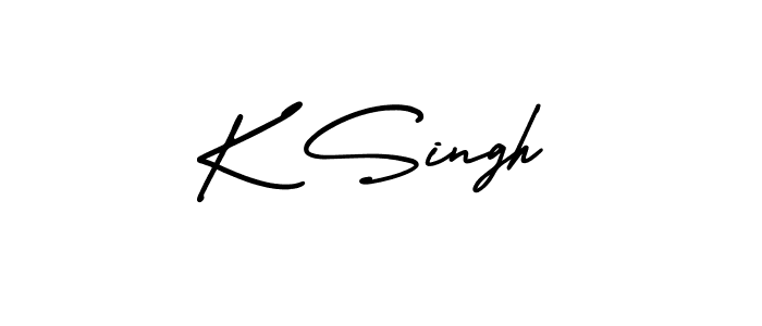 How to make K Singh name signature. Use AmerikaSignatureDemo-Regular style for creating short signs online. This is the latest handwritten sign. K Singh signature style 3 images and pictures png