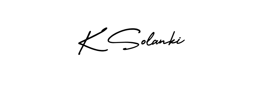 You should practise on your own different ways (AmerikaSignatureDemo-Regular) to write your name (K Solanki) in signature. don't let someone else do it for you. K Solanki signature style 3 images and pictures png