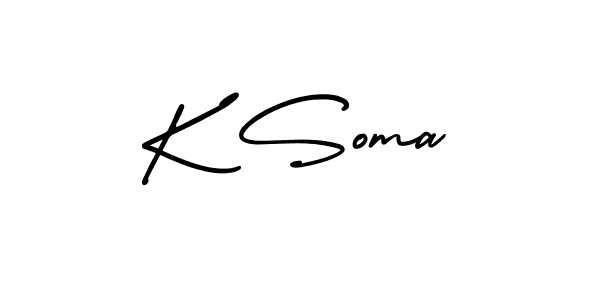 Create a beautiful signature design for name K Soma. With this signature (AmerikaSignatureDemo-Regular) fonts, you can make a handwritten signature for free. K Soma signature style 3 images and pictures png