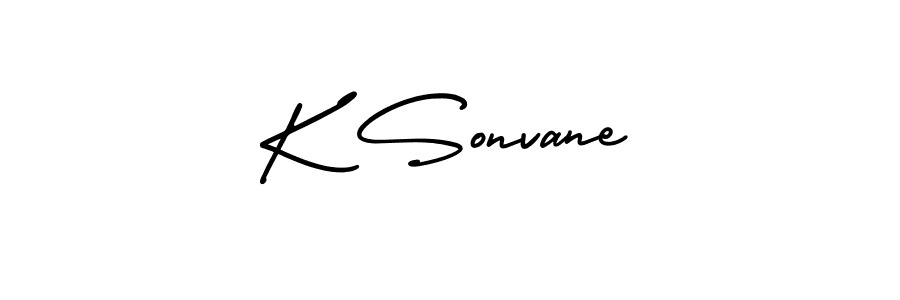 How to make K Sonvane name signature. Use AmerikaSignatureDemo-Regular style for creating short signs online. This is the latest handwritten sign. K Sonvane signature style 3 images and pictures png