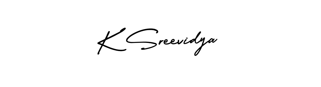 The best way (AmerikaSignatureDemo-Regular) to make a short signature is to pick only two or three words in your name. The name K Sreevidya include a total of six letters. For converting this name. K Sreevidya signature style 3 images and pictures png