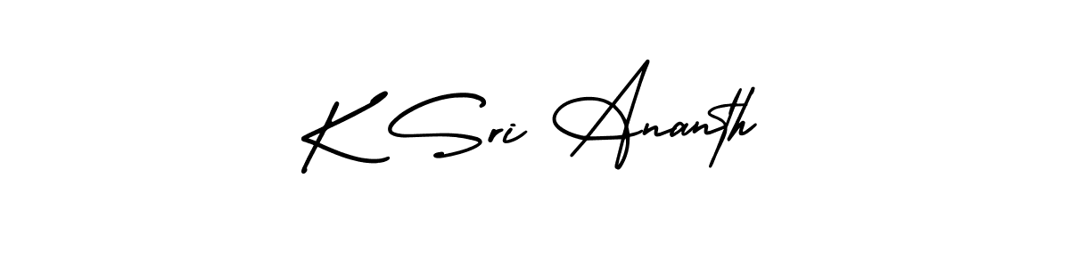 The best way (AmerikaSignatureDemo-Regular) to make a short signature is to pick only two or three words in your name. The name K Sri Ananth include a total of six letters. For converting this name. K Sri Ananth signature style 3 images and pictures png