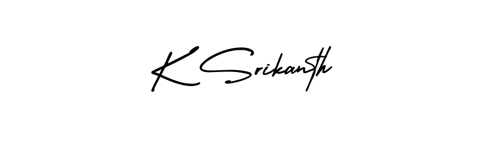 The best way (AmerikaSignatureDemo-Regular) to make a short signature is to pick only two or three words in your name. The name K Srikanth include a total of six letters. For converting this name. K Srikanth signature style 3 images and pictures png