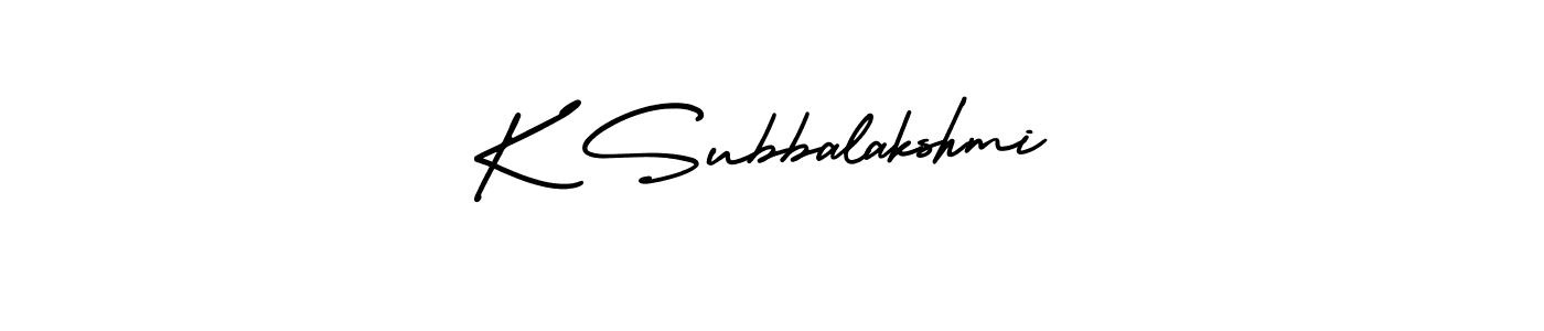 The best way (AmerikaSignatureDemo-Regular) to make a short signature is to pick only two or three words in your name. The name K Subbalakshmi include a total of six letters. For converting this name. K Subbalakshmi signature style 3 images and pictures png