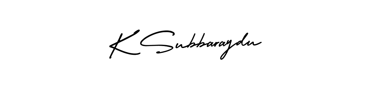 You should practise on your own different ways (AmerikaSignatureDemo-Regular) to write your name (K Subbaraydu) in signature. don't let someone else do it for you. K Subbaraydu signature style 3 images and pictures png
