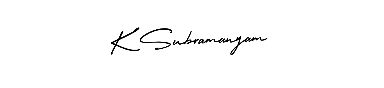 Create a beautiful signature design for name K Subramanyam. With this signature (AmerikaSignatureDemo-Regular) fonts, you can make a handwritten signature for free. K Subramanyam signature style 3 images and pictures png