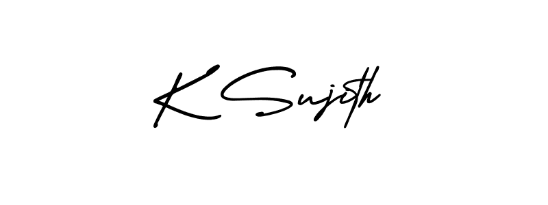 This is the best signature style for the K Sujith name. Also you like these signature font (AmerikaSignatureDemo-Regular). Mix name signature. K Sujith signature style 3 images and pictures png