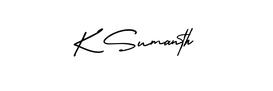 Make a beautiful signature design for name K Sumanth. With this signature (AmerikaSignatureDemo-Regular) style, you can create a handwritten signature for free. K Sumanth signature style 3 images and pictures png