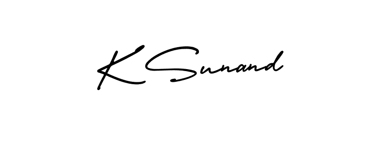 Similarly AmerikaSignatureDemo-Regular is the best handwritten signature design. Signature creator online .You can use it as an online autograph creator for name K Sunand. K Sunand signature style 3 images and pictures png