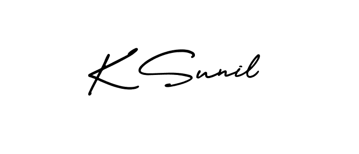 The best way (AmerikaSignatureDemo-Regular) to make a short signature is to pick only two or three words in your name. The name K Sunil include a total of six letters. For converting this name. K Sunil signature style 3 images and pictures png