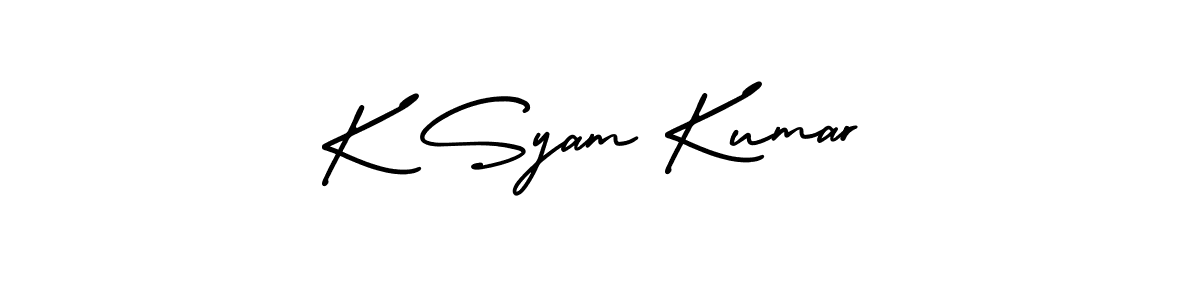 AmerikaSignatureDemo-Regular is a professional signature style that is perfect for those who want to add a touch of class to their signature. It is also a great choice for those who want to make their signature more unique. Get K Syam Kumar name to fancy signature for free. K Syam Kumar signature style 3 images and pictures png