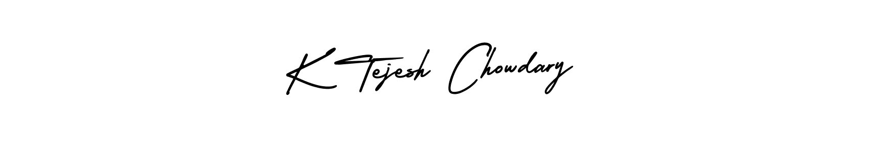 K Tejesh Chowdary stylish signature style. Best Handwritten Sign (AmerikaSignatureDemo-Regular) for my name. Handwritten Signature Collection Ideas for my name K Tejesh Chowdary. K Tejesh Chowdary signature style 3 images and pictures png