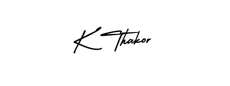 How to make K Thakor name signature. Use AmerikaSignatureDemo-Regular style for creating short signs online. This is the latest handwritten sign. K Thakor signature style 3 images and pictures png