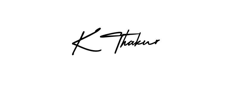 You should practise on your own different ways (AmerikaSignatureDemo-Regular) to write your name (K Thakur) in signature. don't let someone else do it for you. K Thakur signature style 3 images and pictures png