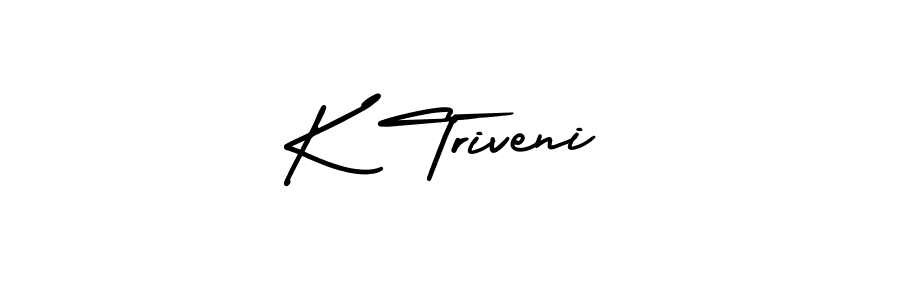 Similarly AmerikaSignatureDemo-Regular is the best handwritten signature design. Signature creator online .You can use it as an online autograph creator for name K Triveni. K Triveni signature style 3 images and pictures png