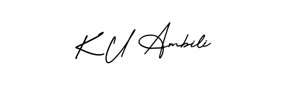 Design your own signature with our free online signature maker. With this signature software, you can create a handwritten (AmerikaSignatureDemo-Regular) signature for name K U Ambili. K U Ambili signature style 3 images and pictures png