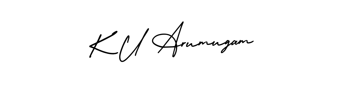 The best way (AmerikaSignatureDemo-Regular) to make a short signature is to pick only two or three words in your name. The name K U Arumugam include a total of six letters. For converting this name. K U Arumugam signature style 3 images and pictures png