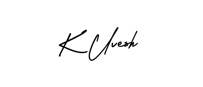 Use a signature maker to create a handwritten signature online. With this signature software, you can design (AmerikaSignatureDemo-Regular) your own signature for name K Uvesh. K Uvesh signature style 3 images and pictures png