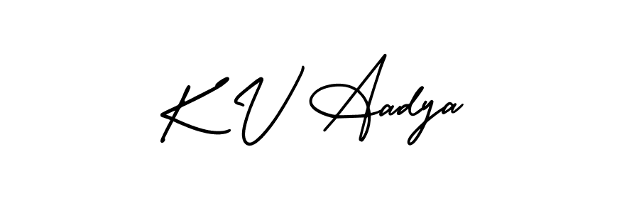 Also we have K V Aadya name is the best signature style. Create professional handwritten signature collection using AmerikaSignatureDemo-Regular autograph style. K V Aadya signature style 3 images and pictures png