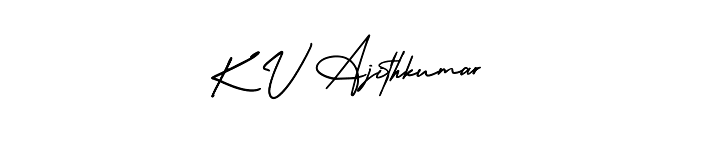 if you are searching for the best signature style for your name K V Ajithkumar. so please give up your signature search. here we have designed multiple signature styles  using AmerikaSignatureDemo-Regular. K V Ajithkumar signature style 3 images and pictures png