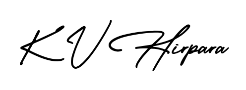 Designed for modern professionals: K V Hirpara name signature crafted with AmerikaSignatureDemo-Regular script. Ready for digital PDF workflows. K V Hirpara signature style 3 images and pictures png