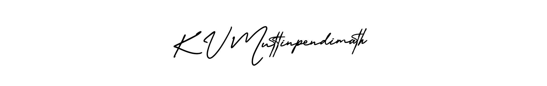 The best way (AmerikaSignatureDemo-Regular) to make a short signature is to pick only two or three words in your name. The name K V Muttinpendimath include a total of six letters. For converting this name. K V Muttinpendimath signature style 3 images and pictures png