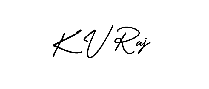 Use a signature maker to create a handwritten signature online. With this signature software, you can design (AmerikaSignatureDemo-Regular) your own signature for name K V Raj. K V Raj signature style 3 images and pictures png