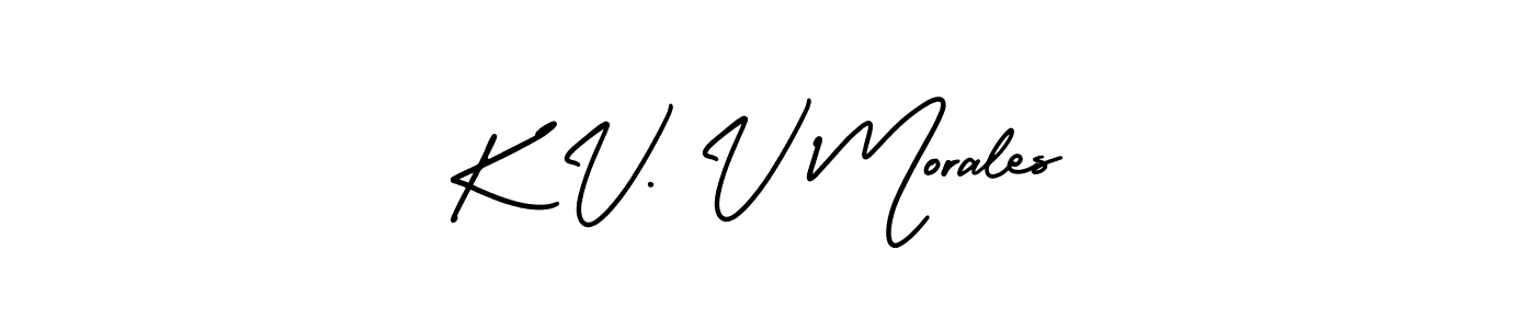 Similarly AmerikaSignatureDemo-Regular is the best handwritten signature design. Signature creator online .You can use it as an online autograph creator for name K V. V Morales. K V. V Morales signature style 3 images and pictures png