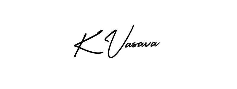 How to make K Vasava name signature. Use AmerikaSignatureDemo-Regular style for creating short signs online. This is the latest handwritten sign. K Vasava signature style 3 images and pictures png