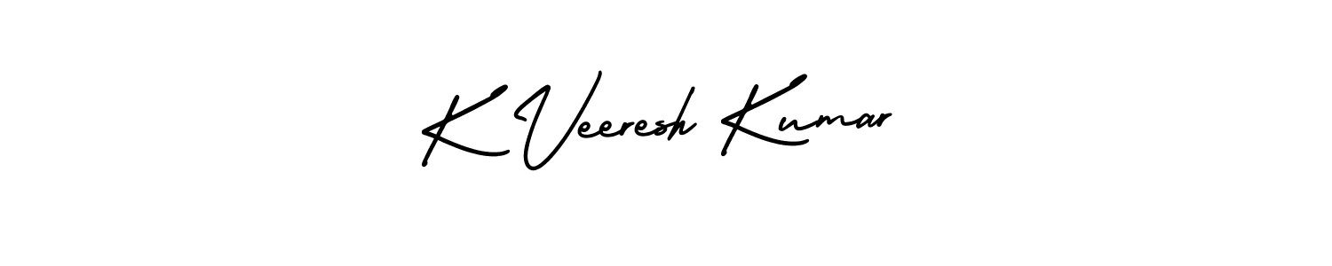 You should practise on your own different ways (AmerikaSignatureDemo-Regular) to write your name (K Veeresh Kumar) in signature. don't let someone else do it for you. K Veeresh Kumar signature style 3 images and pictures png