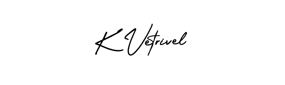 You should practise on your own different ways (AmerikaSignatureDemo-Regular) to write your name (K Vetrivel) in signature. don't let someone else do it for you. K Vetrivel signature style 3 images and pictures png