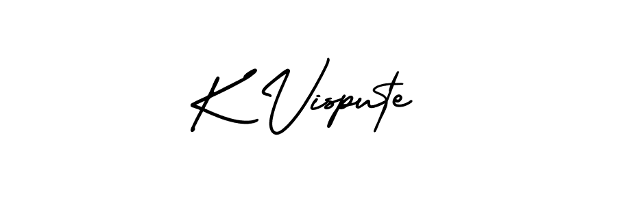 You should practise on your own different ways (AmerikaSignatureDemo-Regular) to write your name (K Vispute) in signature. don't let someone else do it for you. K Vispute signature style 3 images and pictures png