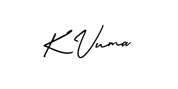 K Vuma stylish signature style. Best Handwritten Sign (AmerikaSignatureDemo-Regular) for my name. Handwritten Signature Collection Ideas for my name K Vuma. K Vuma signature style 3 images and pictures png