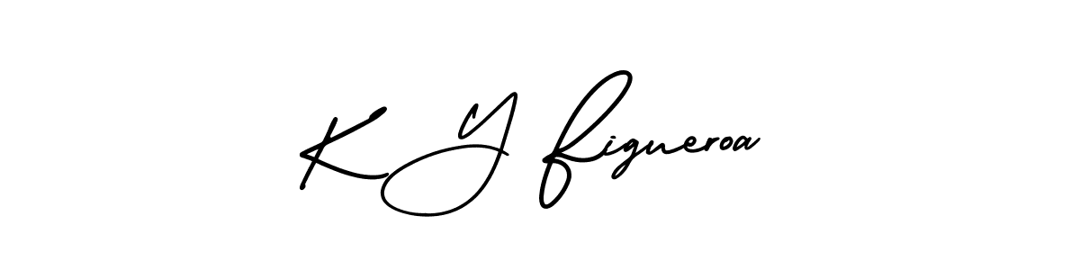 You should practise on your own different ways (AmerikaSignatureDemo-Regular) to write your name (K Y Figueroa) in signature. don't let someone else do it for you. K Y Figueroa signature style 3 images and pictures png